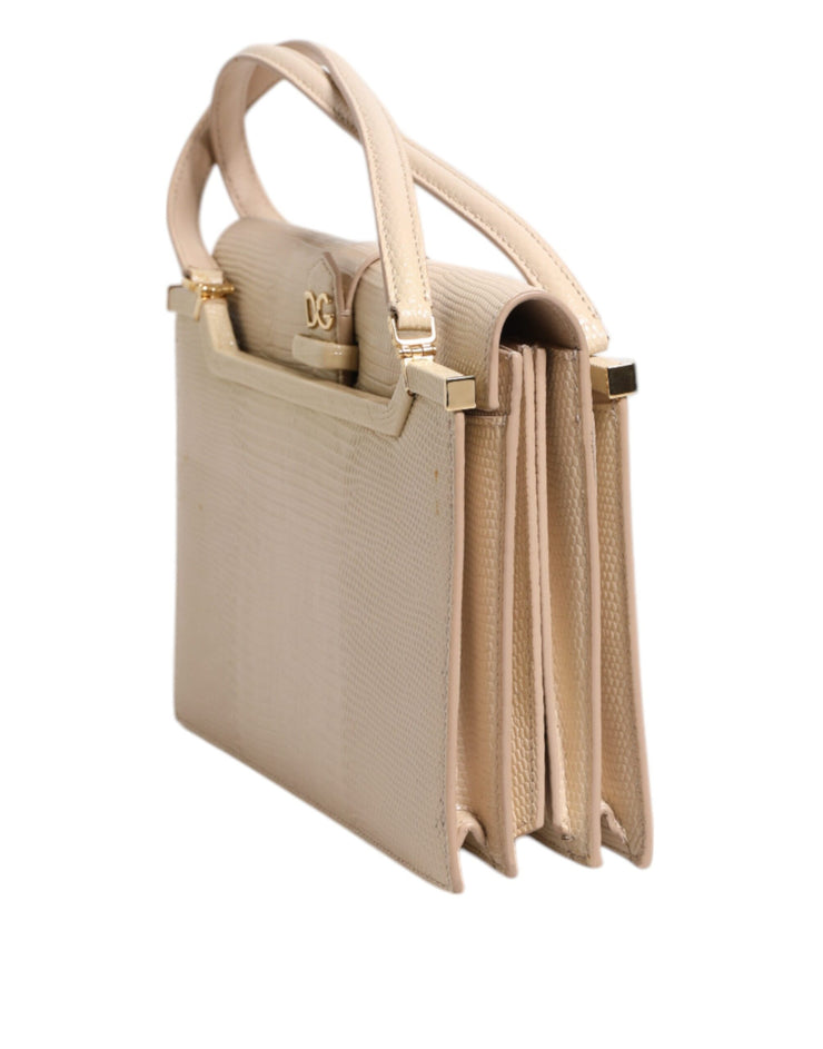 Dolce & Gabbana Beige Leather Ingrid Top Handle Shoulder Bag