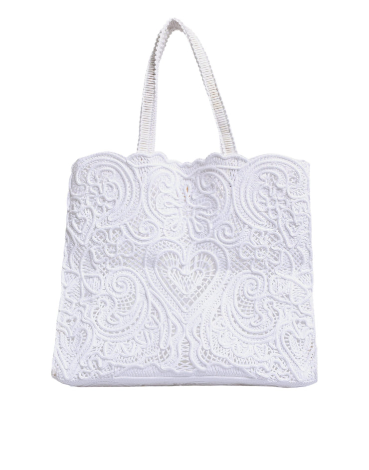 Dolce & Gabbana Bag White Cordonetto Lace Beatrice Shopping Tote