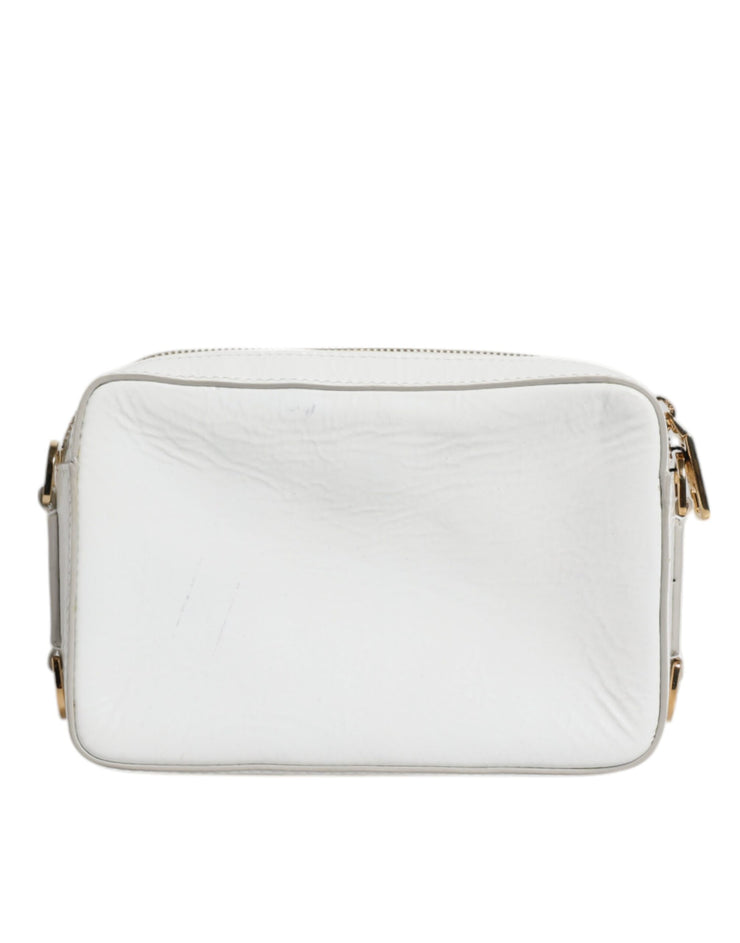 Dolce & Gabbana White Leather Logo Plaque Crossbody Bag