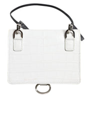 Dolce & Gabbana White Blue Leather Bifold Crossbody Sling Wallet