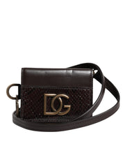 Dolce & Gabbana Black Exotic Leather Trifold Crossbody Sling Wallet