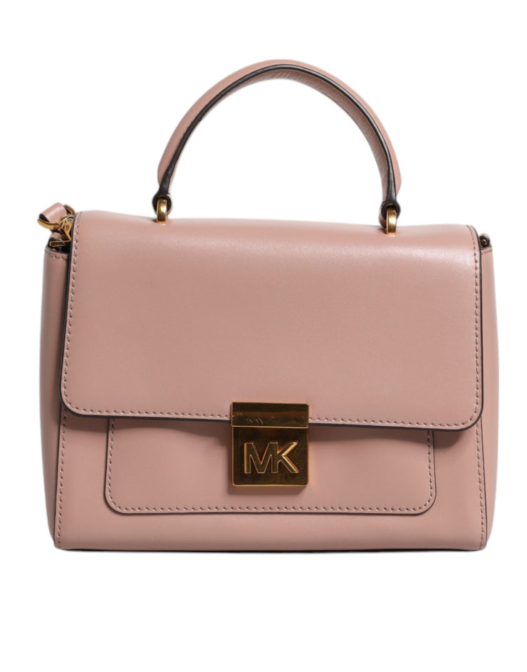 Michael Kors Pink Leather Logo Plaque Crossbody MINDY Satchel Bag