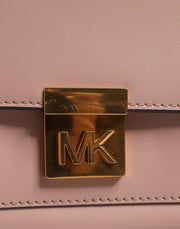 Michael Kors Pink Leather Logo Plaque Crossbody MINDY Satchel Bag