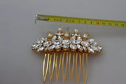 Dolce & Gabbana Gold Brass Clear Crystal Hair Stick Accessory Comb