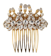 Dolce & Gabbana Gold Brass Clear Crystal Hair Stick Accessory Comb