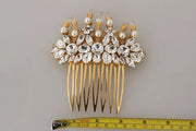 Dolce & Gabbana Gold Brass Clear Crystal Hair Stick Accessory Comb