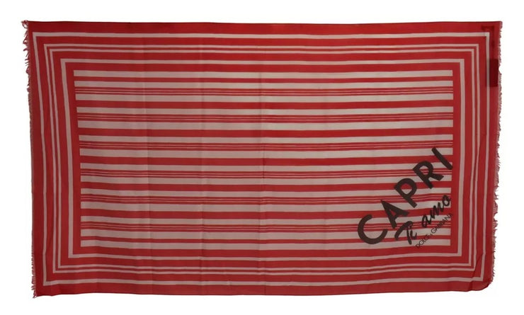 Dolce & Gabbana Red White Striped Capri Wrap Shawl Scarf