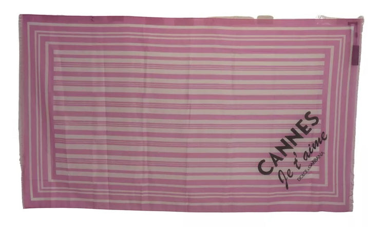 Dolce & Gabbana Pink White Striped Cannes Wrap Shawl Scarf