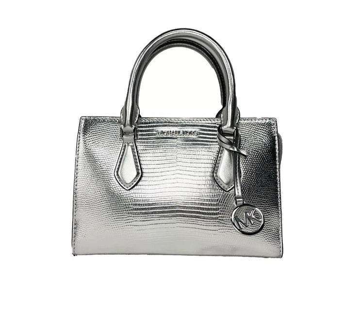 Michael Kors Sheila Small Crossbody Satchel Purse Bag Silver