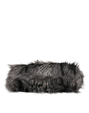 Dolce & Gabbana Black Oversize Faux Fur Shopping Tote Bag