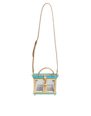 Dolce & Gabbana Turquoise Gold Acrylic Leather Miss Dolce Top Handle Bag