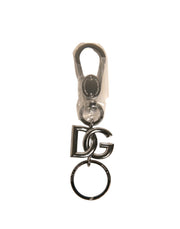 Dolce & Gabbana Silver Brass DG Logo Keychain Metal Ring Keyring