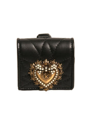 Dolce & Gabbana Black Leather Devotion Heart Strap Airpod Case