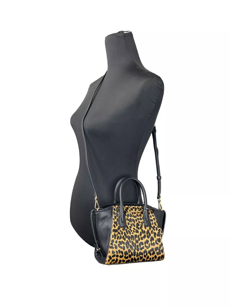 Michael Kors Avril XS Black Cheetah Satchel Crossbody Bag Purse