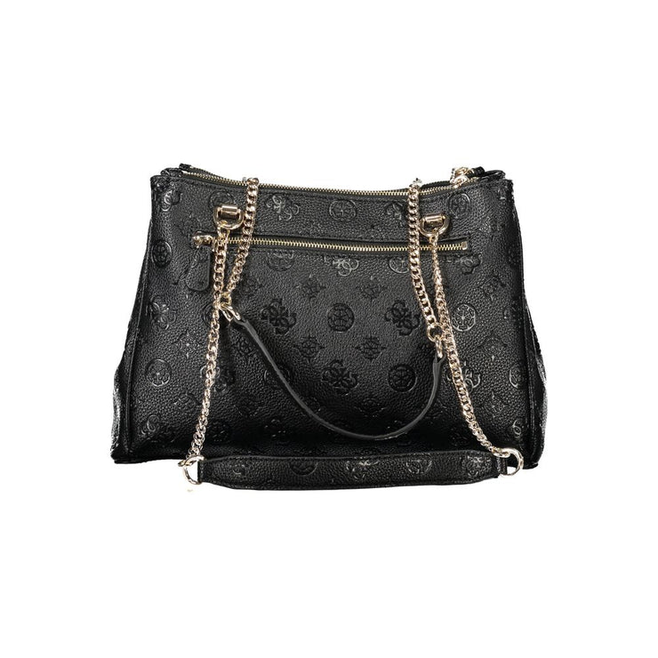 Guess Jeans "Black Polyethylene Women Handbag with Chain Shoulder Handles"