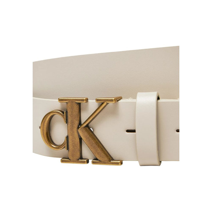 Calvin Klein Jeans Cream Leather Belt