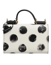 Dolce & Gabbana White Black Polkadot Leather Miss Sicily Von Purse Bag