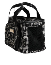 Dolce & Gabbana Multicolor Leopard Print Pet Carry Logo Plaque Bag