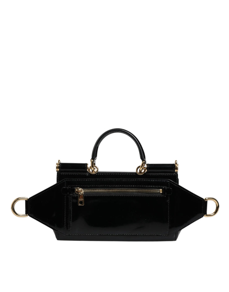 Dolce & Gabbana Black Calfskin Leather DG Logo Shoulder Bag