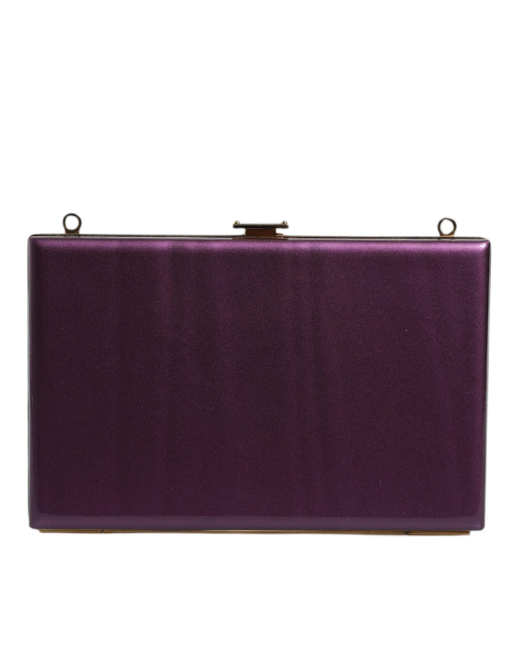 Dolce & Gabbana Purple Leather Clutch Evening Crossbody Bag