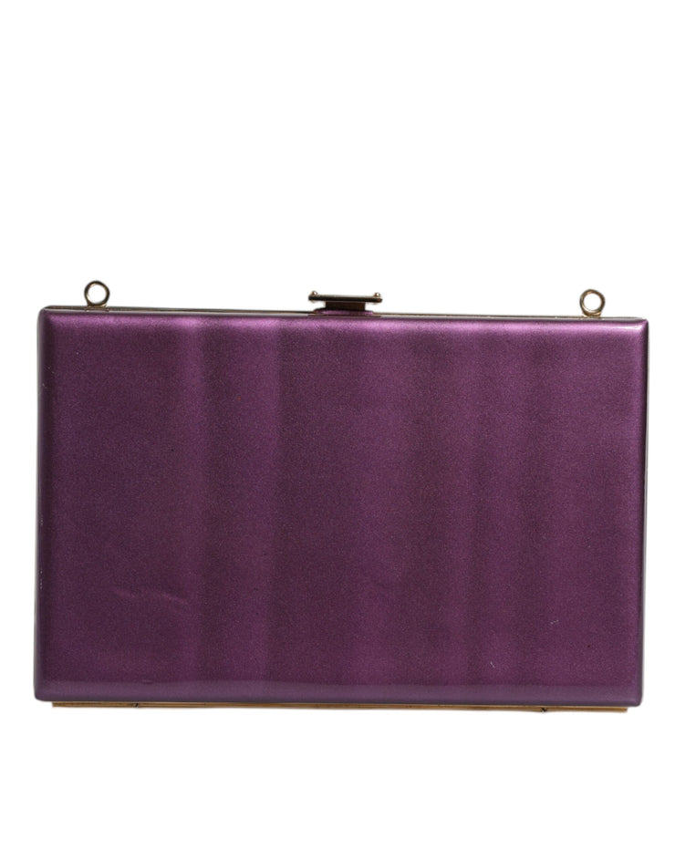 Dolce & Gabbana Purple Leather Clutch Evening Crossbody Bag