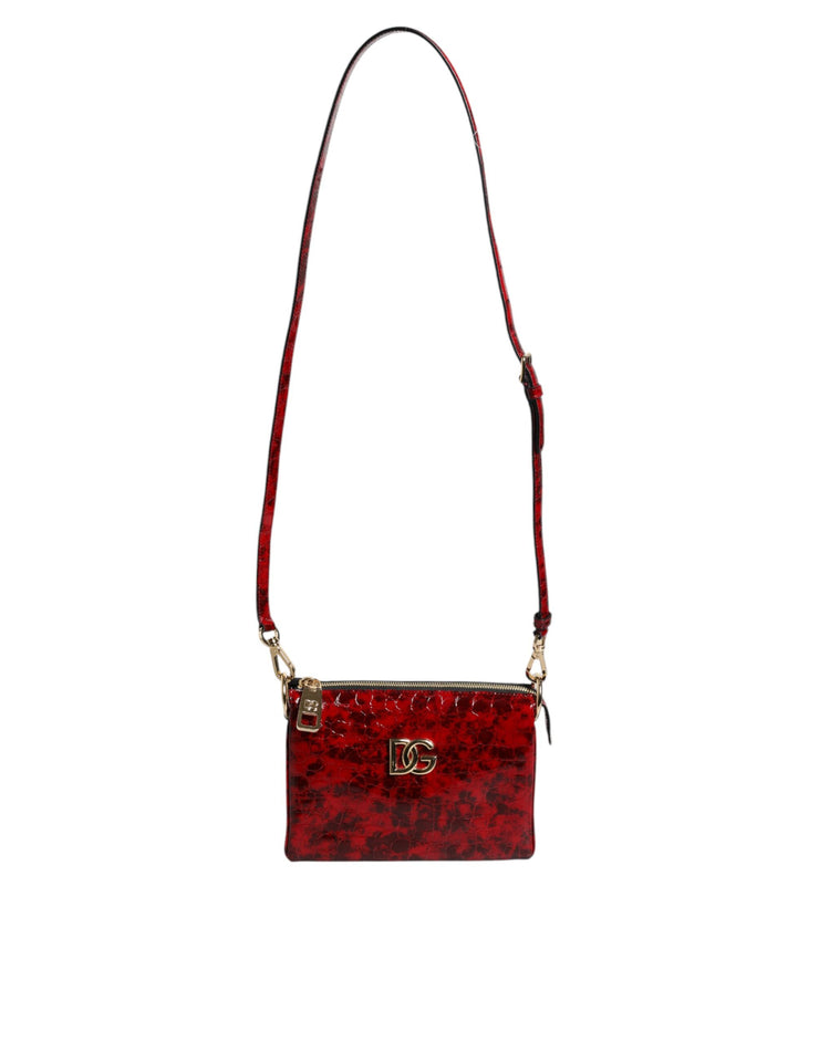 Dolce & Gabbana Red Exotic Leather DG Logo Women Crossbody Bag