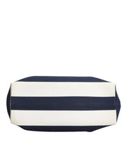 Dolce & Gabbana White Navy Striped Canvas Top Handle Tote Tote Bag