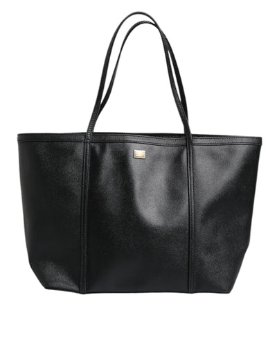 Dolce & Gabbana Black Leather Miss Escape Shopping Tote Bag