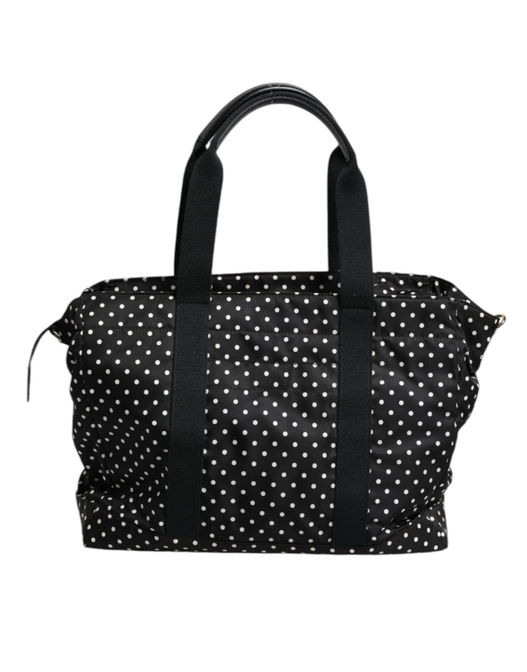 Dolce & Gabbana Black PolkaDot Nylon Shoulder Baby Tote Diaper Bag