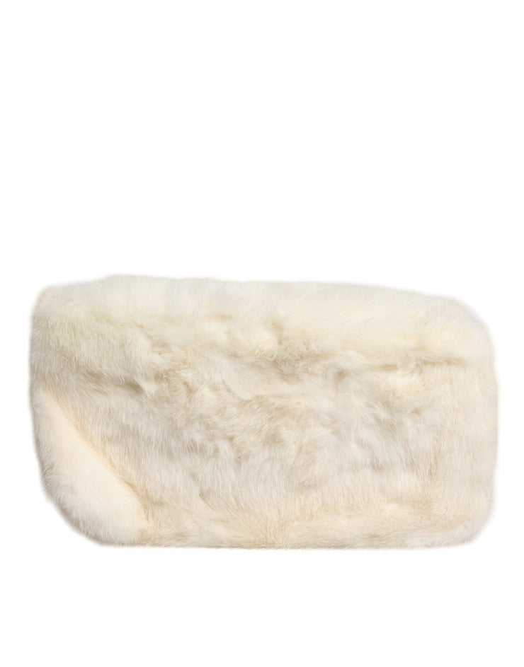 Dolce & Gabbana White Fur Handbag Clutch Purse Pouch Bag