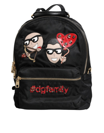 Dolce & Gabbana Black Nylon #DGFAMILY VULCANO Embellished Backpack Bag