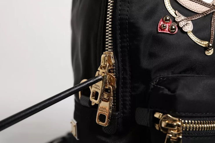 Dolce & Gabbana Black Nylon #DGFAMILY VULCANO Embellished Backpack Bag