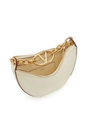 Valentino Garavani Ivory Leather Mini Hobo Vlogo Shoulder Bag