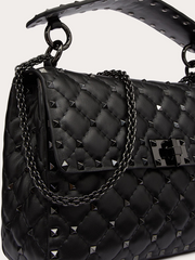 Valentino Garavani Black Nappa Leather Medium Rockstudt Spike Bag