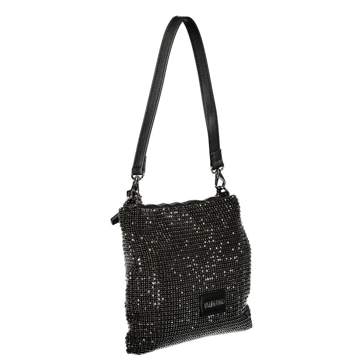 Valentino Bags Black Polyester Women Handbag with Rhinestone Details