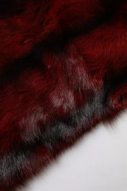 Dolce & Gabbana Black Red Stripe Fur Shawl Neck Wrap Scarf