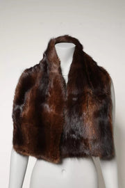 Dolce & Gabbana Black Brown Stripe Fur Shawl Wrap Scarf