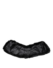 Dolce & Gabbana Black Lamb Fur Collar Women Neck Wrap Scarf