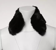 Dolce & Gabbana Black Lamb Fur Collar Women Neck Wrap Scarf