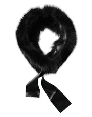 Dolce & Gabbana Black Fur Shoulder Collar Wrap Shawl Scarf