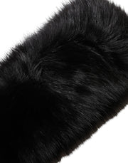 Dolce & Gabbana Black Fur Shoulder Collar Wrap Shawl Scarf