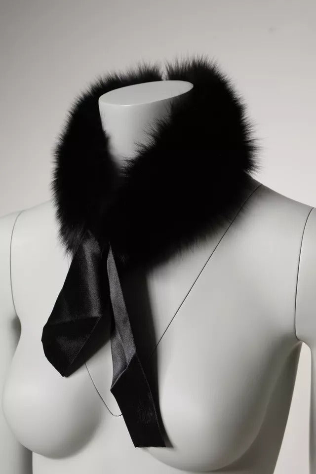 Dolce & Gabbana Black Fur Shoulder Collar Wrap Shawl Scarf