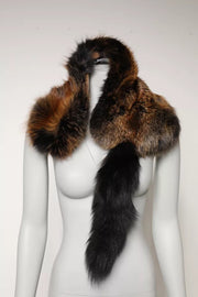 Dolce & Gabbana Brown Red Fox Fur Neck Warmer Winter Scarf