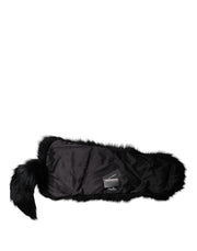 Dolce & Gabbana Black Fox Fur Neck Wrap Warmer Winter Scarf