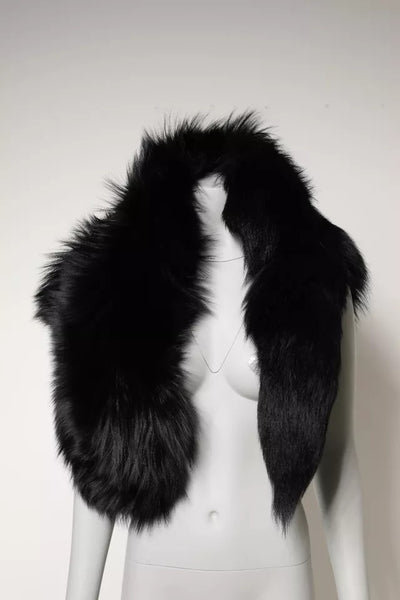 Dolce & Gabbana Black Fox Fur Neck Wrap Warmer Winter Scarf