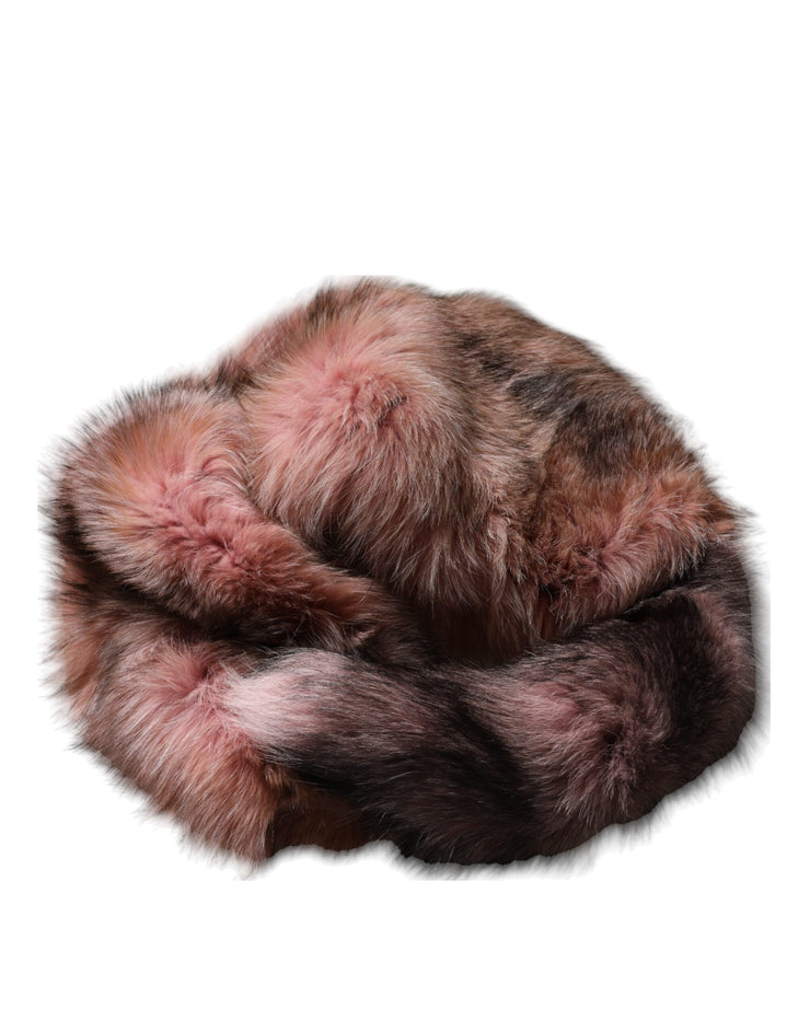 Dolce & Gabbana Pink Frost Fox Fur Neck Warmer Winter Scarf