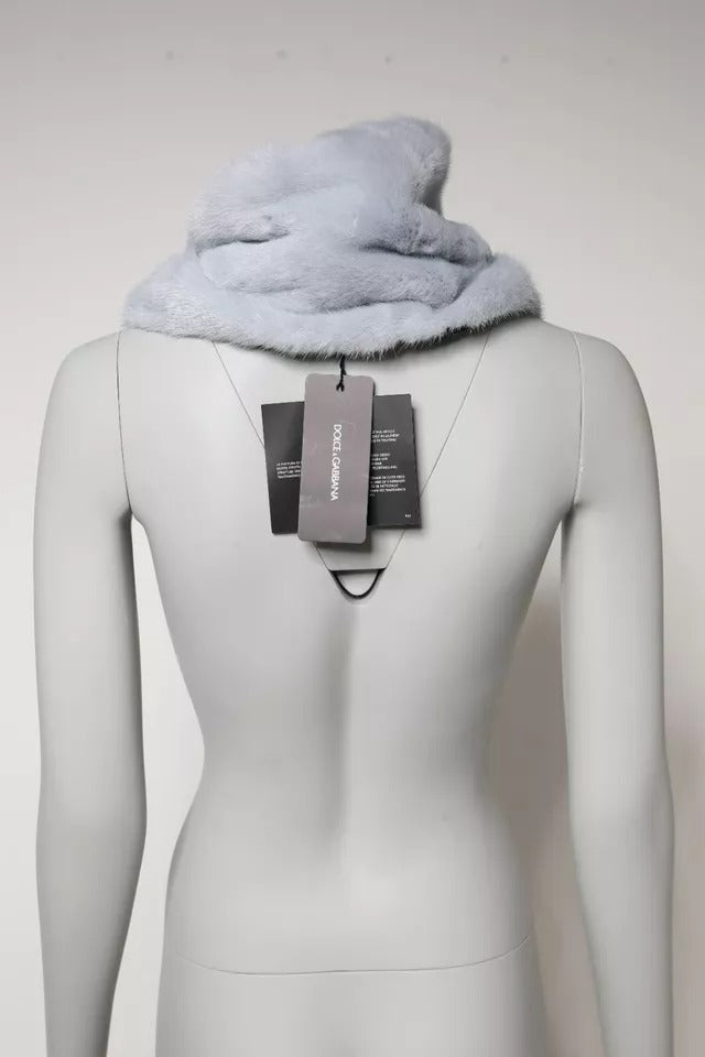 Dolce & Gabbana Powder Blue Mink Fur Neck Warmer Scarf