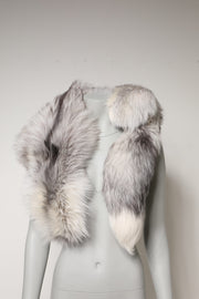 Dolce & Gabbana White Fox Fur Neck Wrap Warmer Winter Scarf