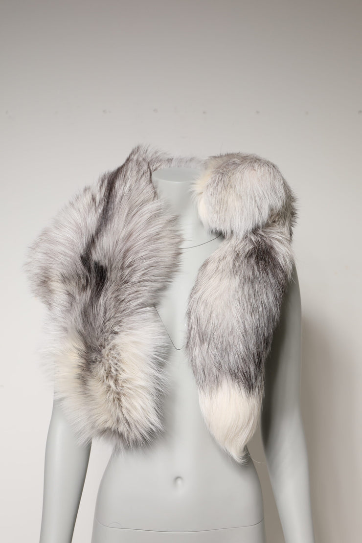 Dolce & Gabbana White Fox Fur Neck Wrap Warmer Winter Scarf