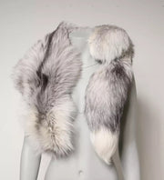 Dolce & Gabbana White Fox Fur Neck Wrap Warmer Winter Scarf